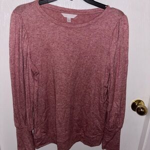 LC Lauren Conrad - Women's Heathered Pink Long Sleeve Top Size - L